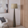 Arbor Verdi Gris Metal Conical Floor Lamp Base with Milos 50cm Natural Linen Tapered Lampshade