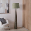 Arbor Verdi Gris Metal Conical Floor Lamp Base with Milos 50cm Pistachio Green Linen Tapered Lampshade