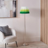 Auden Silver Metal Stick Floor Lamp Base with Savoie 14" Pleated Shade Emerald