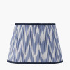 Auden Silver Metal Stick Floor Lamp Base with Kamilah 35cm Blue Chevron Patterned Mushroom Pleat Tapered Lamp Shade