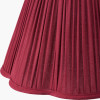 Auden Silver Metal Stick Floor Lamp Base with Malia 40cm Mulberry Red Mushroom Pleat Scalloped Tapered Lamp Shade