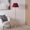 Auden Silver Metal Stick Floor Lamp Base with Malia 40cm Mulberry Red Mushroom Pleat Scalloped Tapered Lamp Shade