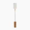 Bonham Natural Wood Veneer and Silver Metal Floor Lamp