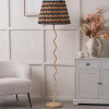 Palau Rattan Wave Floor Lamp Base with Athira 45cm Multi Chevron Design Mushroom Pleat Tapered Lamp Shade