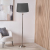 Salvatore Antique Silver Metal Floor Lamp Base with Winston 45cm Grey Handloom Tapered Lampshade