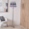 Salvatore Antique Silver Metal Floor Lamp Base with Izara 45cm Lilac Ikat Patterned Mushroom Pleat Tapered Lampshade