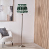 Salvatore Antique Silver Metal Floor Lamp Base with Izara 45cm Racing Green Ikat Patterned Mushroom Pleat Tapered Lampshade
