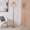 Salvatore Antique Silver Metal Floor Lamp Base with Amelia 45cm Natural Linen Hard Pleat Tapered Lampshade