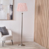 Salvatore Antique Silver Metal Floor Lamp Base with Thiago 45cm Cinnamon Stripe Mushroom Pleat Tapered Lampshade