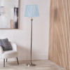 Salvatore Antique Silver Metal Floor Lamp Base with Thiago 45cm Ocean Blue Stripe Mushroom Pleat Tapered Lampshade