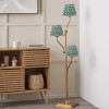 Tatiana Antique Brass Metal Floor Lamp Base with Vienna 16cm Forest Green Chevron Mushroom Pleat Lampshade