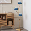 Tatiana Antique Brass Metal Floor Lamp Base with Scallop 16cm Blue Ombre Soft Pleated Tapered Lampshade