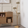Tatiana Antique Brass Metal Floor Lamp Base with Scallop 16cm Taupe Ombre Soft Pleated Tapered Lampshade