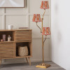 Tatiana Antique Brass Metal Floor Lamp Base with Izara 16cm Cinnamon Ikat Patterned Mushroom Pleat Tapered Lampshade