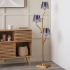 Tatiana Antique Brass Metal Floor Lamp Base with Izara 16cm Lilac Ikat Patterned Mushroom Pleat Tapered Lampshade
