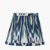 Tatiana Antique Brass Metal Floor Lamp Base with Izara 16cm Ocean Blue Ikat Patterned Mushroom Pleat Tapered Lampshade