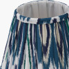Tatiana Antique Brass Metal Floor Lamp Base with Izara 16cm Ocean Blue Ikat Patterned Mushroom Pleat Tapered Lampshade