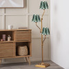 Tatiana Antique Brass Metal Floor Lamp Base with Izara 16cm Racing Green Ikat Patterned Mushroom Pleat Tapered Lampshade
