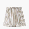 Tatiana Antique Brass Metal Floor Lamp Base with Thiago 16cm Natural Stripe Mushroom Pleat Tapered Lampshade