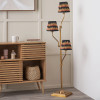 Tatiana Antique Brass Metal Floor Lamp Base with Athira 16cm Multi Chevron Design Mushroom Pleat Tapered Lamp Shade