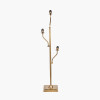 Tatiana Antique Brass Metal Floor Lamp Base with Ornella 14cm Green Floral Design Mushroom Pleat Tall Tapered Candle Clip Lampshade