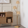 Tatiana Antique Brass Metal Floor Lamp Base with Garbo 20cm Gold Silk Mix Pinch Pleat Tapered Lampshade