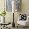 Sahana Black Ribbed Slim Wood Floor Lamp