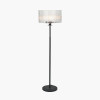 Clara Ribbed Glass Black Metal Round Floor Lamp
