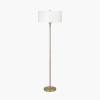 Seraphine Matt Antique Brass Metal and White Cotton Mix Scallop Shaded Floor Lamp
