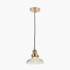 Bowery Ribbed Glass with Antique Brass Fitting Elec Pendant