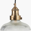 Bowery Ribbed Glass with Antique Brass Fitting Elec Pendant