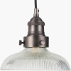 Bowery Ribbed Glass with Antique Bronze Fitting Elec Pendant