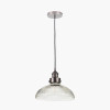 Bowery Large Ribbed Glass with Antique Bronze Fitting Elec Pendant