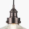 Bowery Large Ribbed Glass with Antique Bronze Fitting Elec Pendant