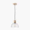 Kingston Clear Glass with Antique Brass Fitting Elec Pendant
