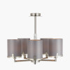 Midland Brushed Nickel and Grey Marble Effect 5 Arm Pendant