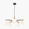 Wanda White Orb and Black Metal 5 Light Pendant