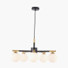 Wanda White Orb and Black Metal 5 Light Pendant