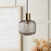 Camille Smoke Grey Circle Design Handcut Glass Pendant