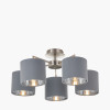 Elin Brushed Silver and Steel Grey 5 Light Pendant