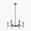 Piero Antique Bronze Metal 6 Arm Pendant with Vienna 16cm Taupe Chevron Mushroom Pleat Lampshade