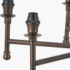 Piero Antique Bronze Metal 6 Arm Pendant with Vienna 16cm Taupe Chevron Mushroom Pleat Lampshade
