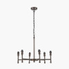 Piero Antique Bronze Metal 6 Arm Pendant with Floressa 16cm Red Floral Patterned Mushroom Pleat Tapered Lamp Shade