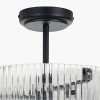 Clara Ribbed Glass Black Metal Round Pendant