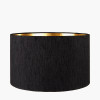 Stellan 40cm Black Slubbed Faux Silk Gold Lined Cylinder Shade