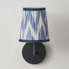 Kamilah 14cm Blue Chevron Patterned Mushroom Pleat Tall Tapered Candle Clip Lampshade