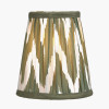 Kamilah 14cm Sage Chevron Pattered Mushroom Pleat Tall Tapered Candle Clip Lampshade