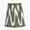Kamilah 14cm Sage Chevron Pattered Mushroom Pleat Tall Tapered Candle Clip Lampshade