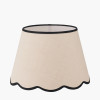 Tabitha 40cm Cream Jute Scalloped Edge Tapered Lamp Shade with Contrast Binding