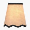 Tabitha 14cm Cream Jute Scalloped Edge Tapered Candle Clip Lampshade with Black Binding